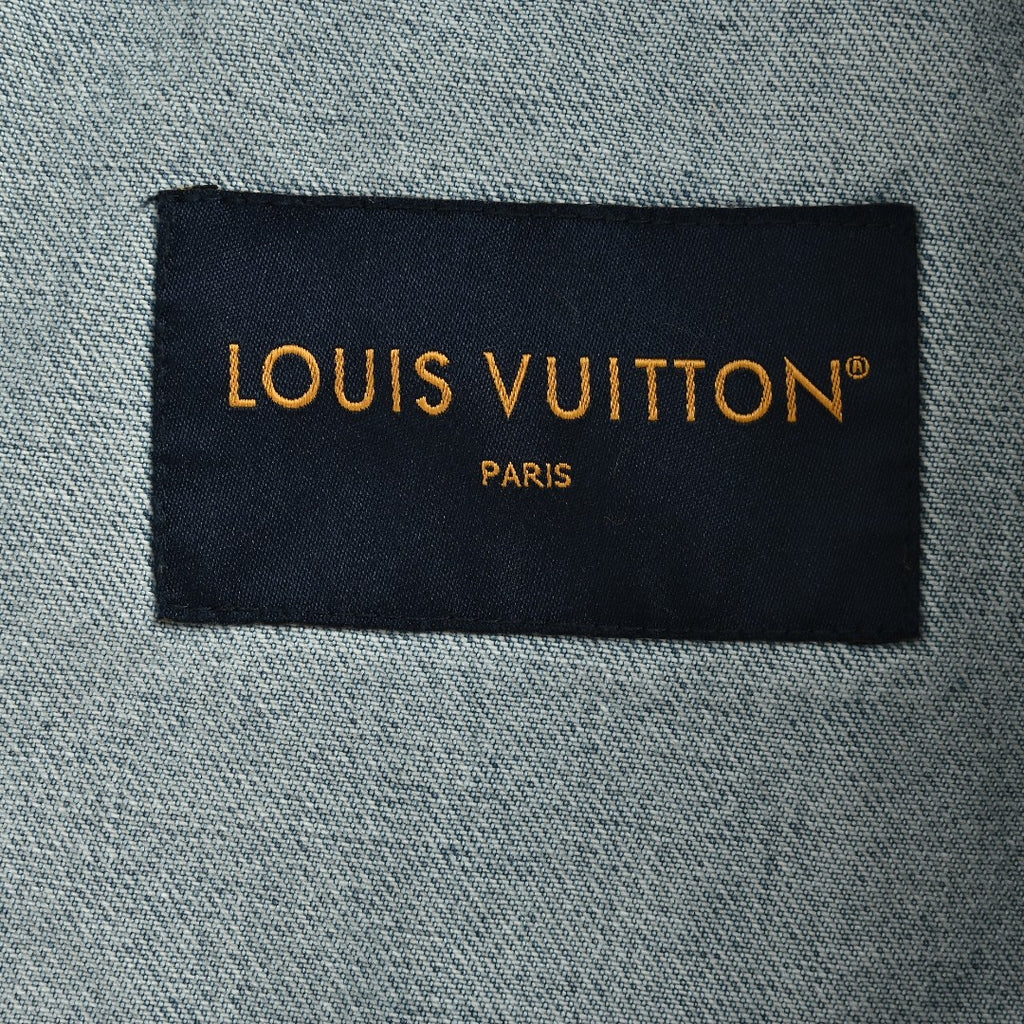 Louis Vuitton CVD Light-Wash Denim Skate Jacket with Hardware and Leather Details