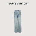 Louis Vuitton CVD Light-Wash Denim Skate Jeans with Hardware and Leather Details