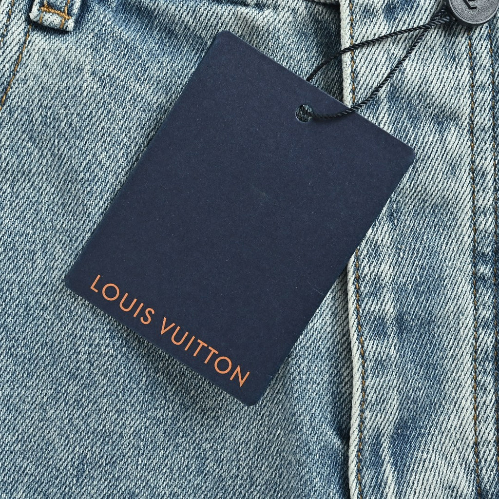 Louis Vuitton CVD Light-Wash Denim Skate Jeans with Hardware and Leather Details