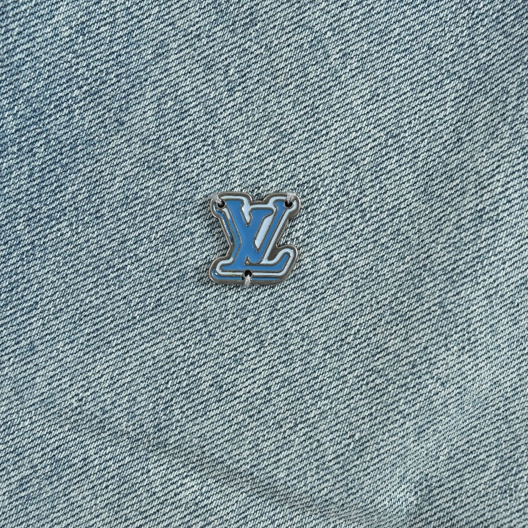 Louis Vuitton CVD Light-Wash Denim Skate Jeans with Hardware and Leather Details