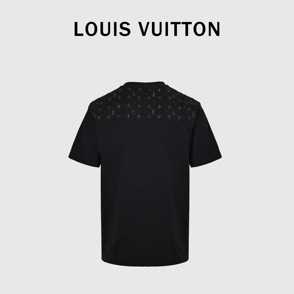 Louis Vuitton Black 3D Embossed Panel Short-Sleeve T-Shirt