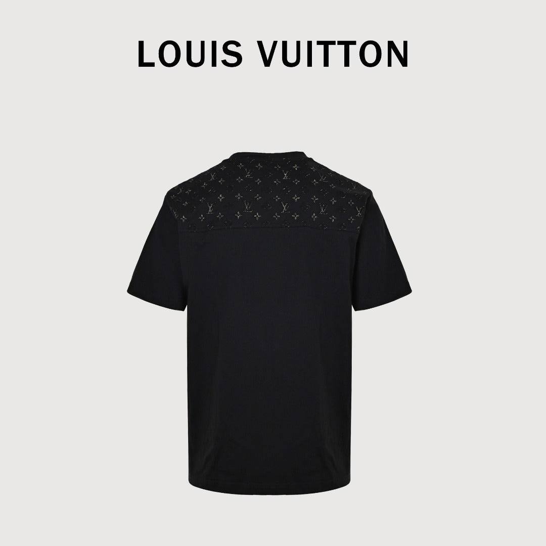 Louis Vuitton Black 3D Embossed Panel Short-Sleeve T-Shirt