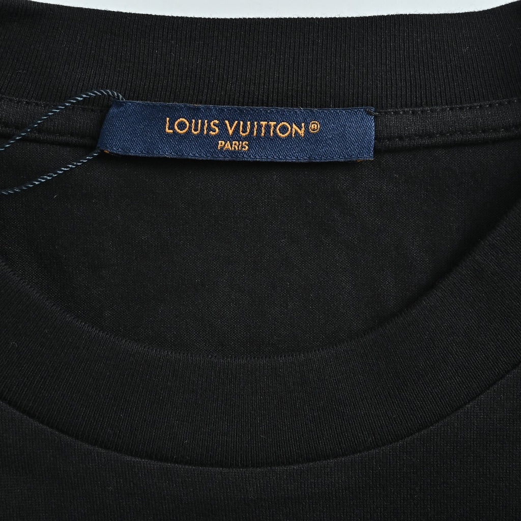 Louis Vuitton Black 3D Embossed Panel Short-Sleeve T-Shirt
