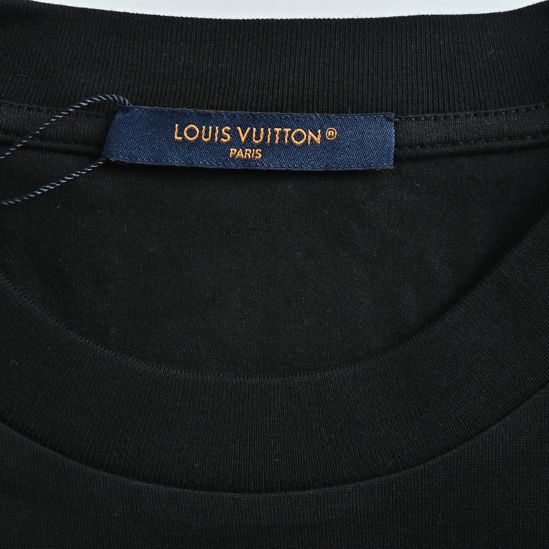 Louis Vuitton Black 3D Embossed Panel Short-Sleeve T-Shirt