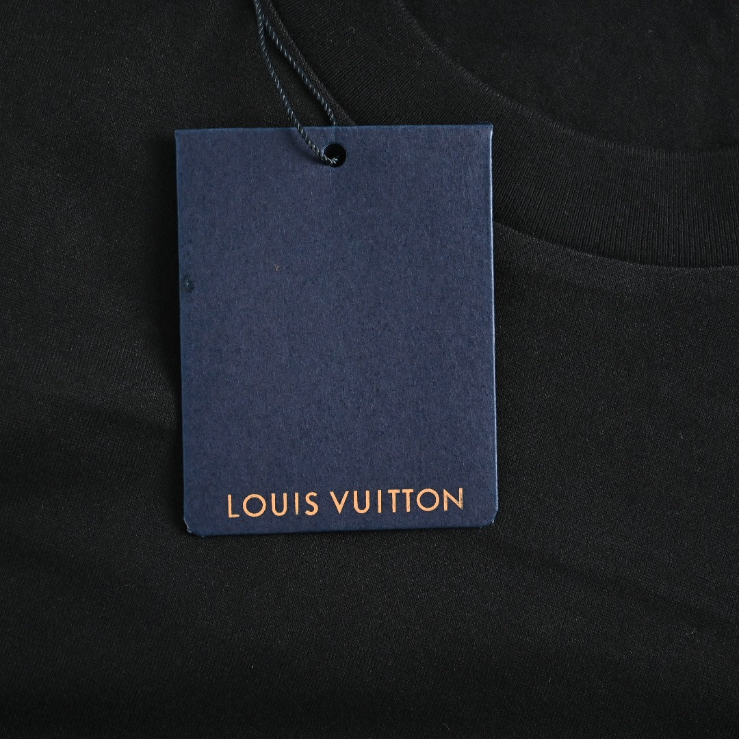 Louis Vuitton Black 3D Embossed Panel Short-Sleeve T-Shirt