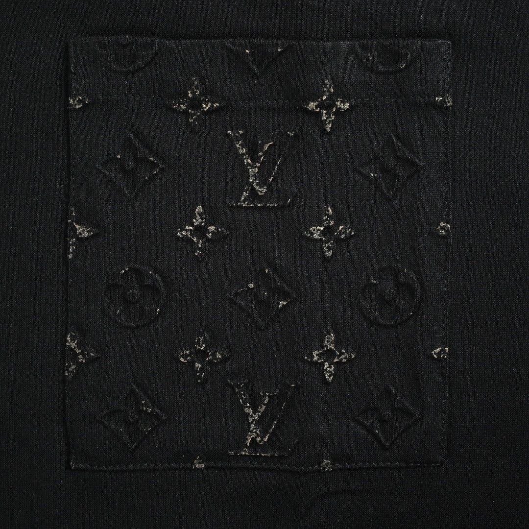 Louis Vuitton Black 3D Embossed Panel Short-Sleeve T-Shirt