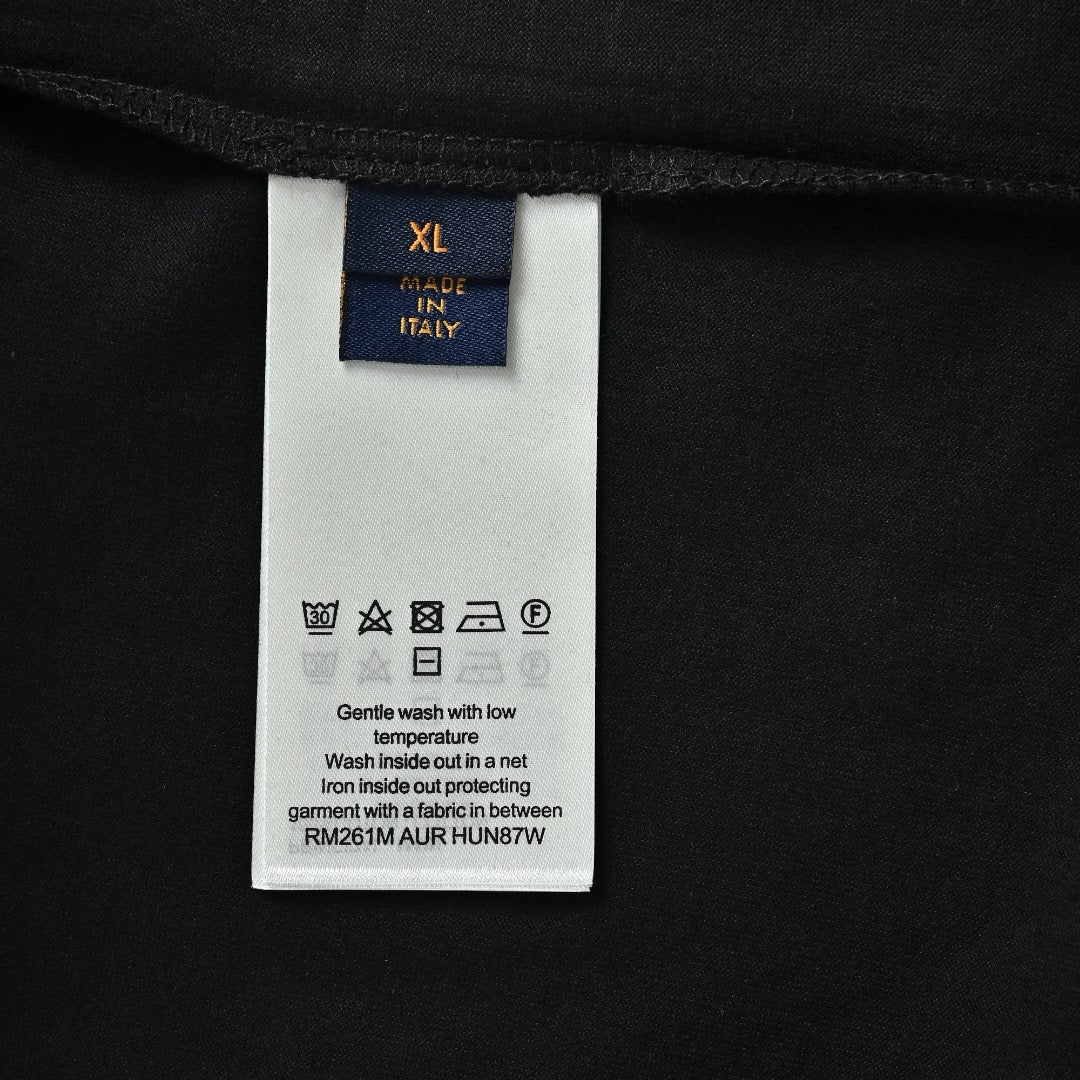 Louis Vuitton Black 3D Embossed Panel Short-Sleeve T-Shirt
