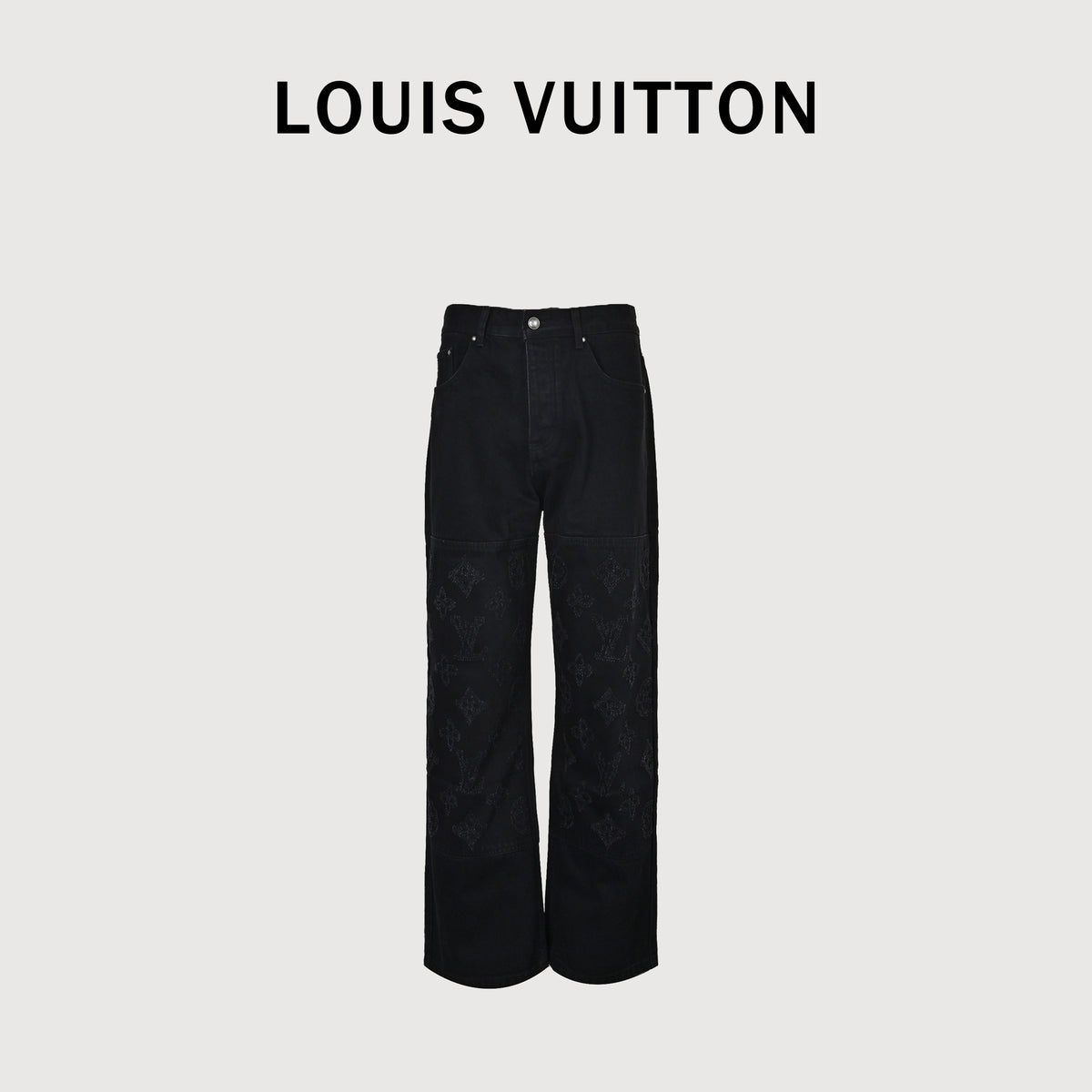 Louis Vuitton 26SS Embroidered Distressed-Logo Jeans