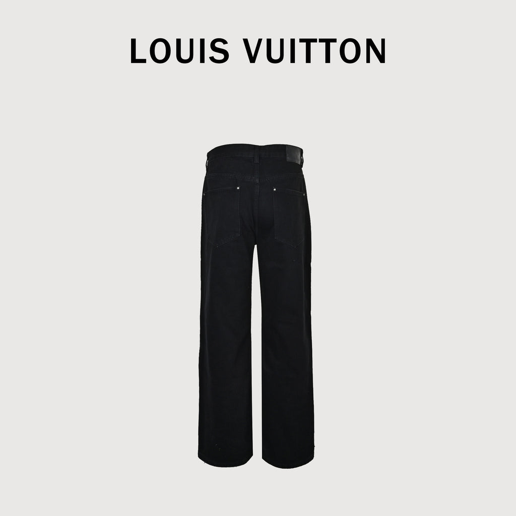 Louis Vuitton 26SS Embroidered Distressed-Logo Jeans