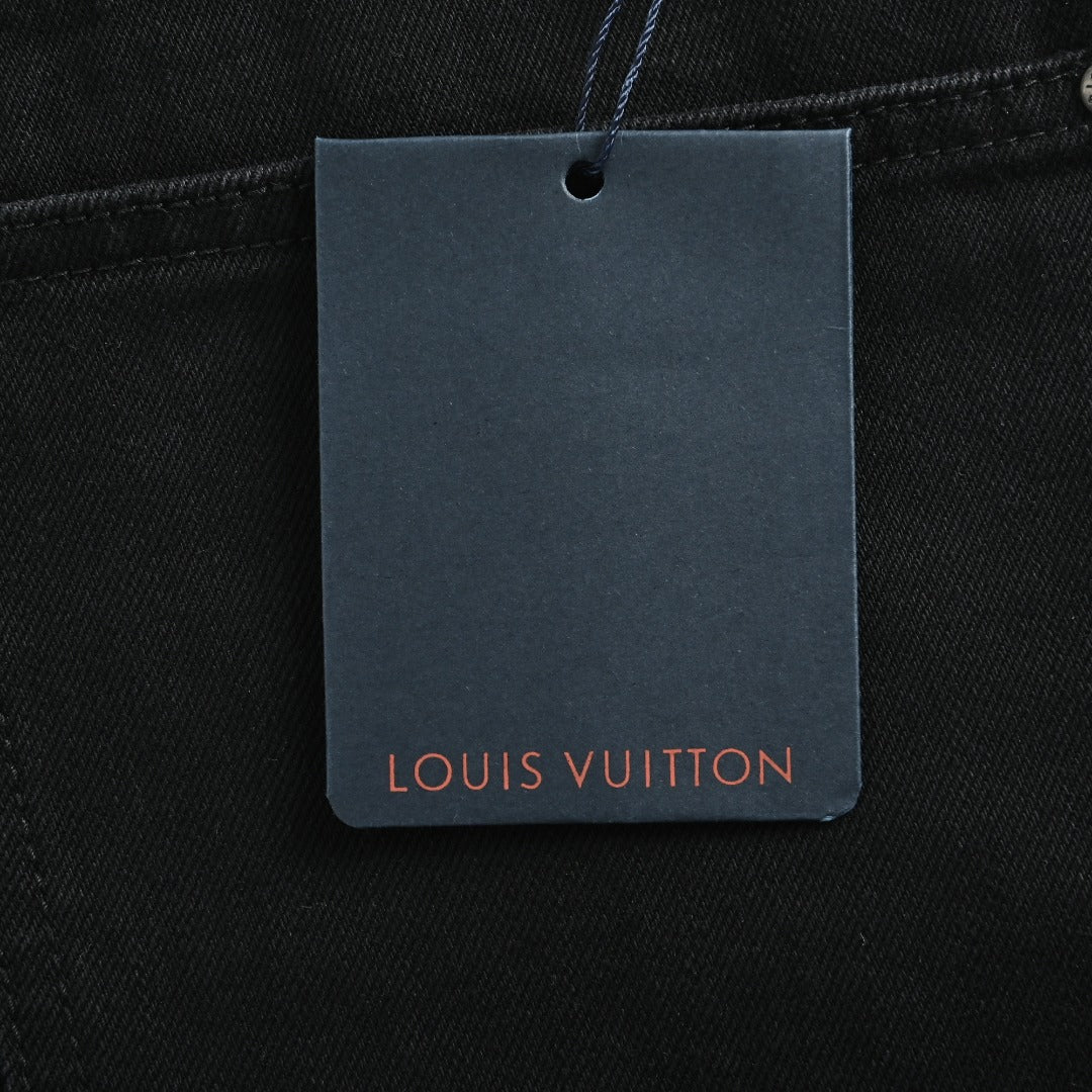 Louis Vuitton 26SS Embroidered Distressed-Logo Jeans