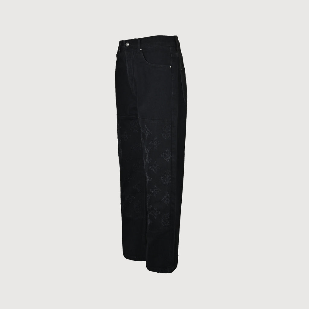 Louis Vuitton 26SS Embroidered Distressed-Logo Jeans