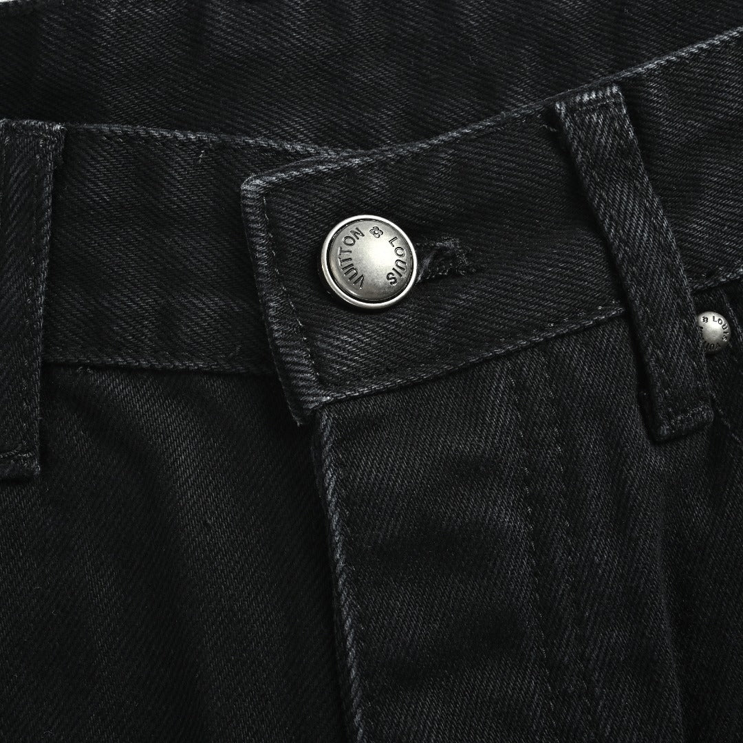 Louis Vuitton 26SS Embroidered Distressed-Logo Jeans