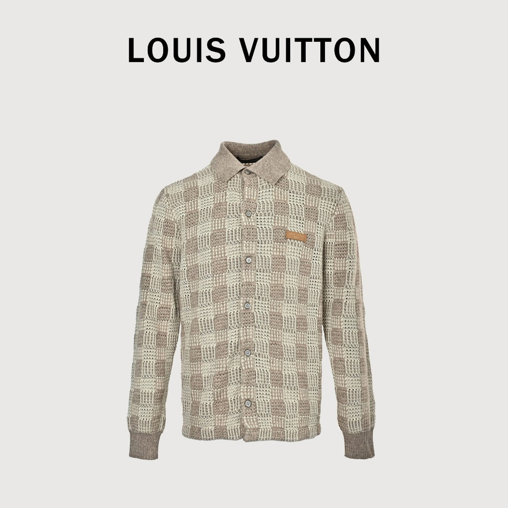 Louis Vuitton Tweed-Effect Check Jacquard Knit Cardigan