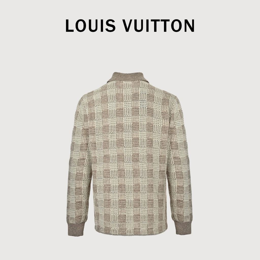 Louis Vuitton Tweed-Effect Check Jacquard Knit Cardigan