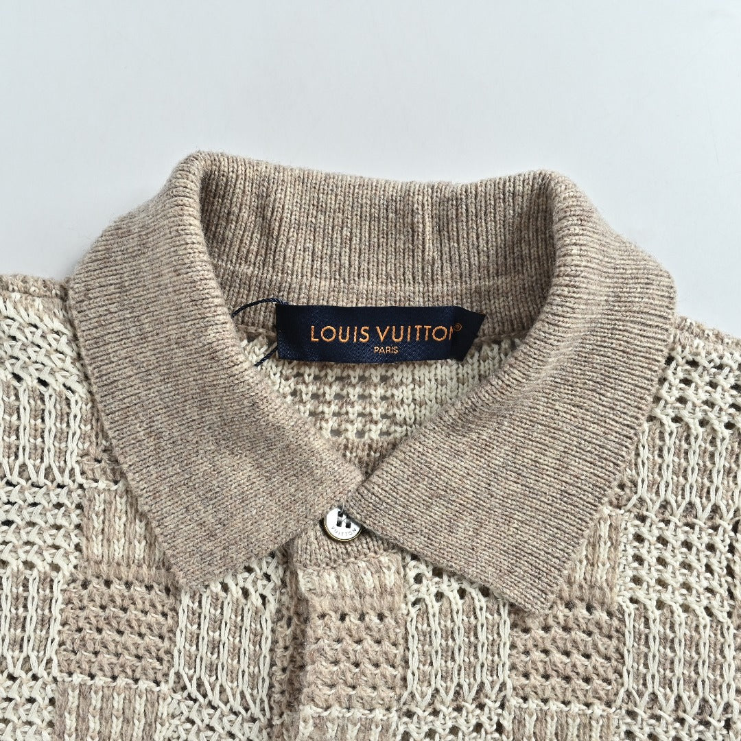 Louis Vuitton Tweed-Effect Check Jacquard Knit Cardigan