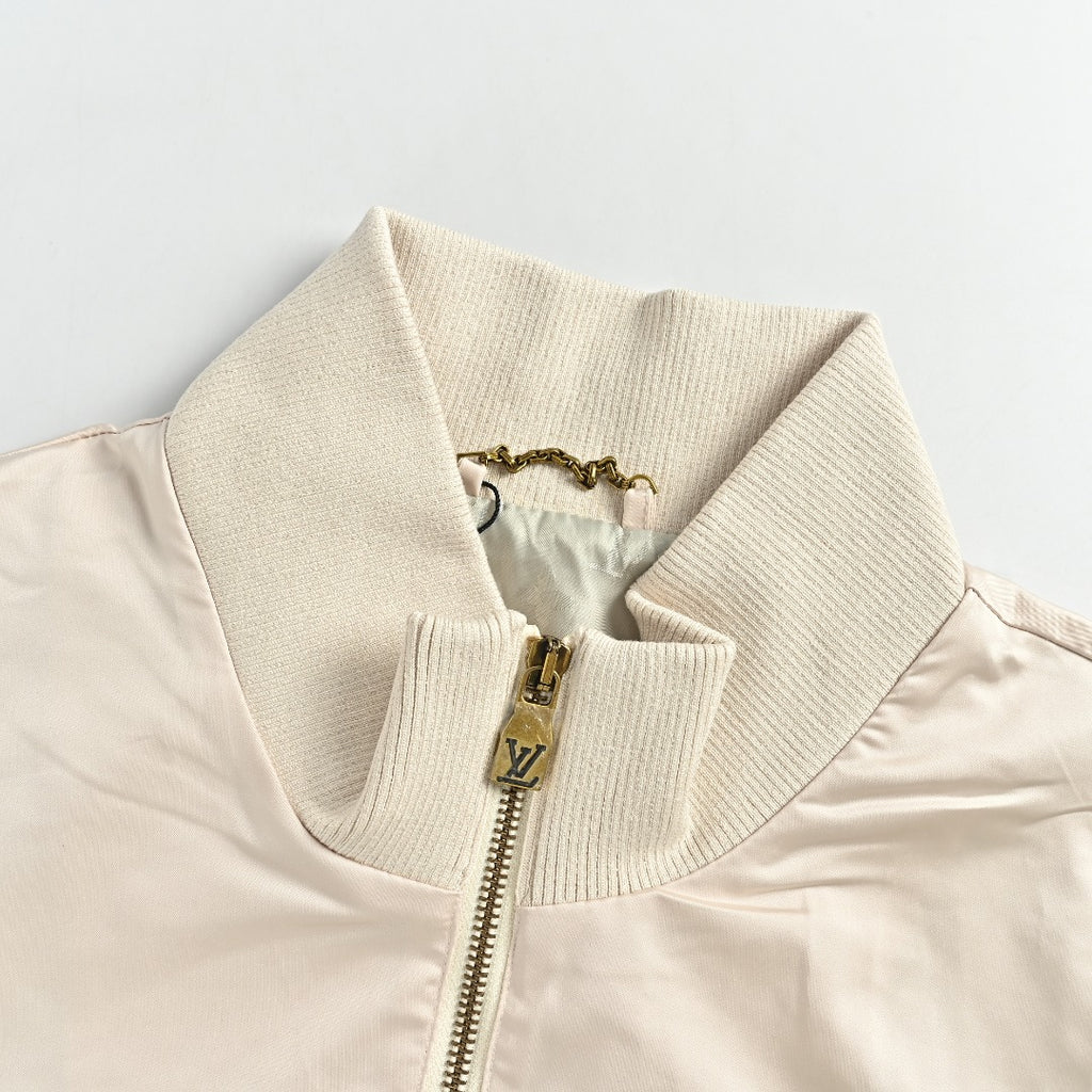 Louis Vuitton Leather-Logo Satin Track Jacket