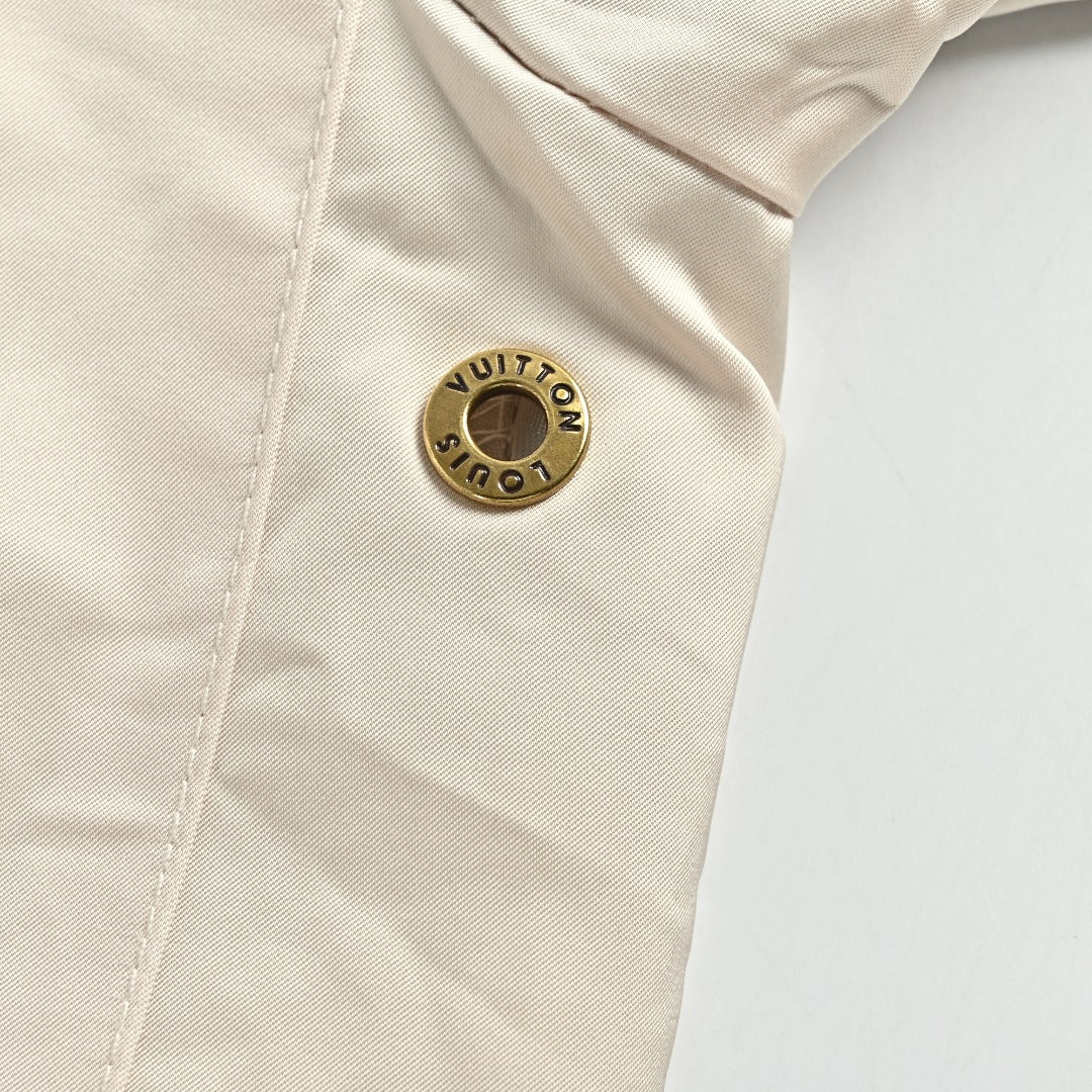 Louis Vuitton Leather-Logo Satin Track Jacket
