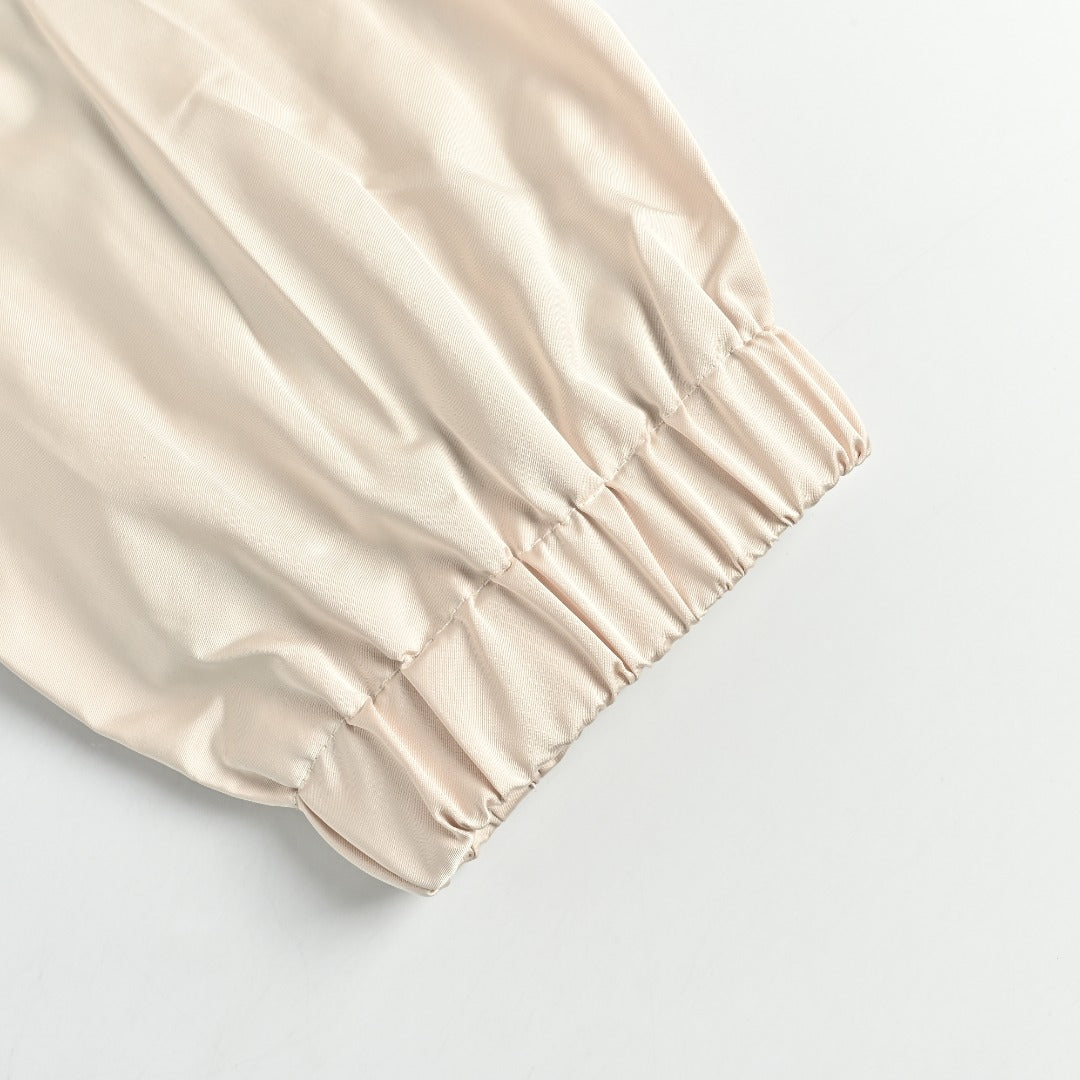 Louis Vuitton Leather-Logo Satin Track Jacket