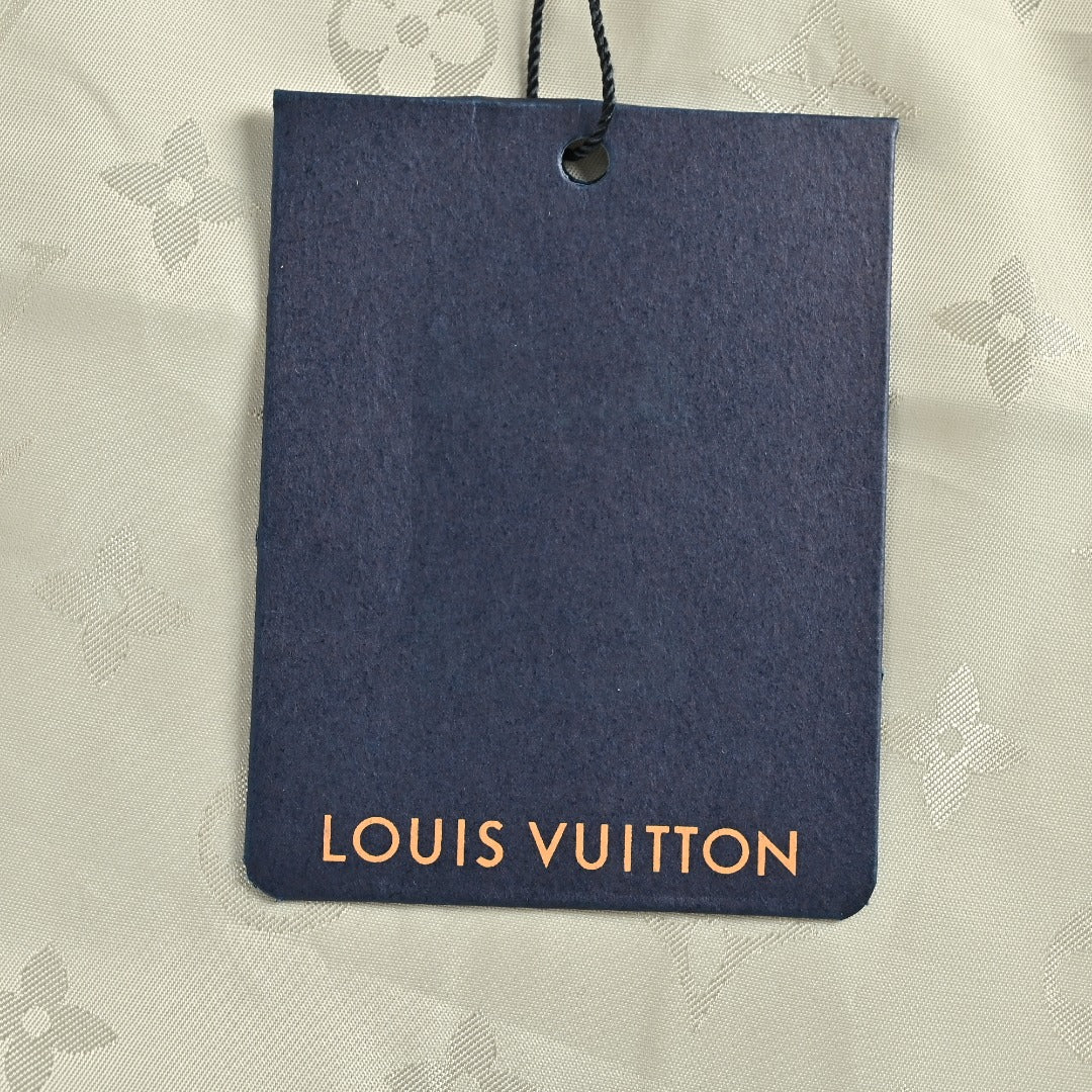 Louis Vuitton Leather-Logo Satin Track Jacket