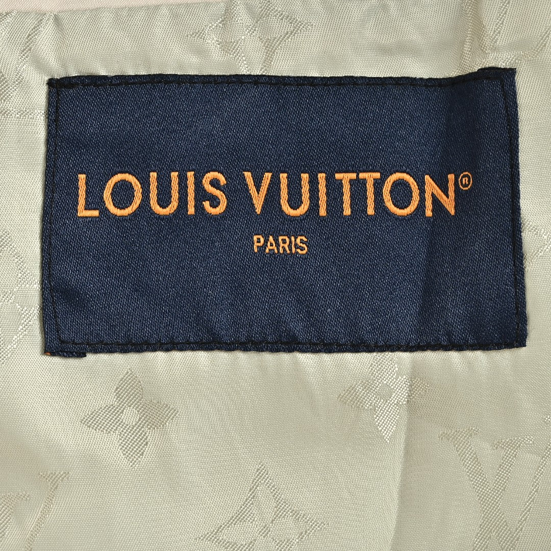 Louis Vuitton Leather-Logo Satin Track Jacket