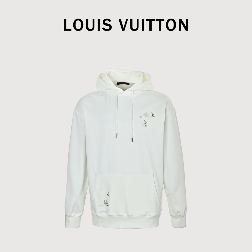 Louis Vuitton White Sailboat Embroidered Hoodie