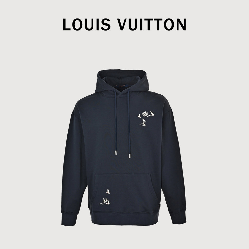Louis Vuitton Black Sailboat Embroidered Hoodie
