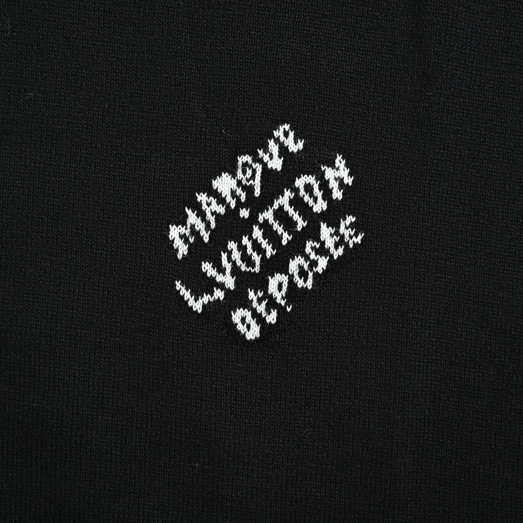Louis Vuitton Black Cotton Crewneck Sweater with Logo Cuffs