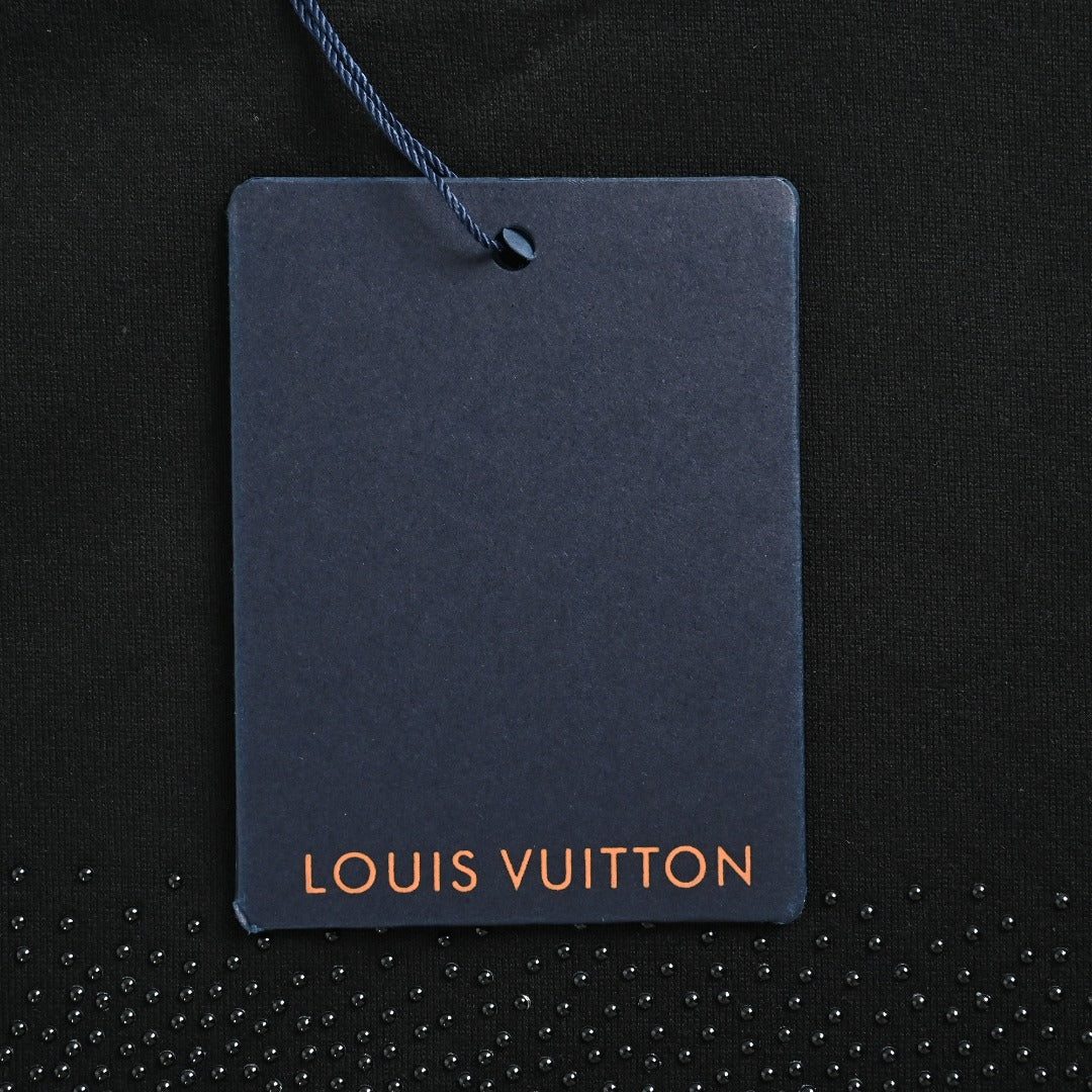 Louis Vuitton Black Rhinestone Lettering Short-Sleeve T-Shirt