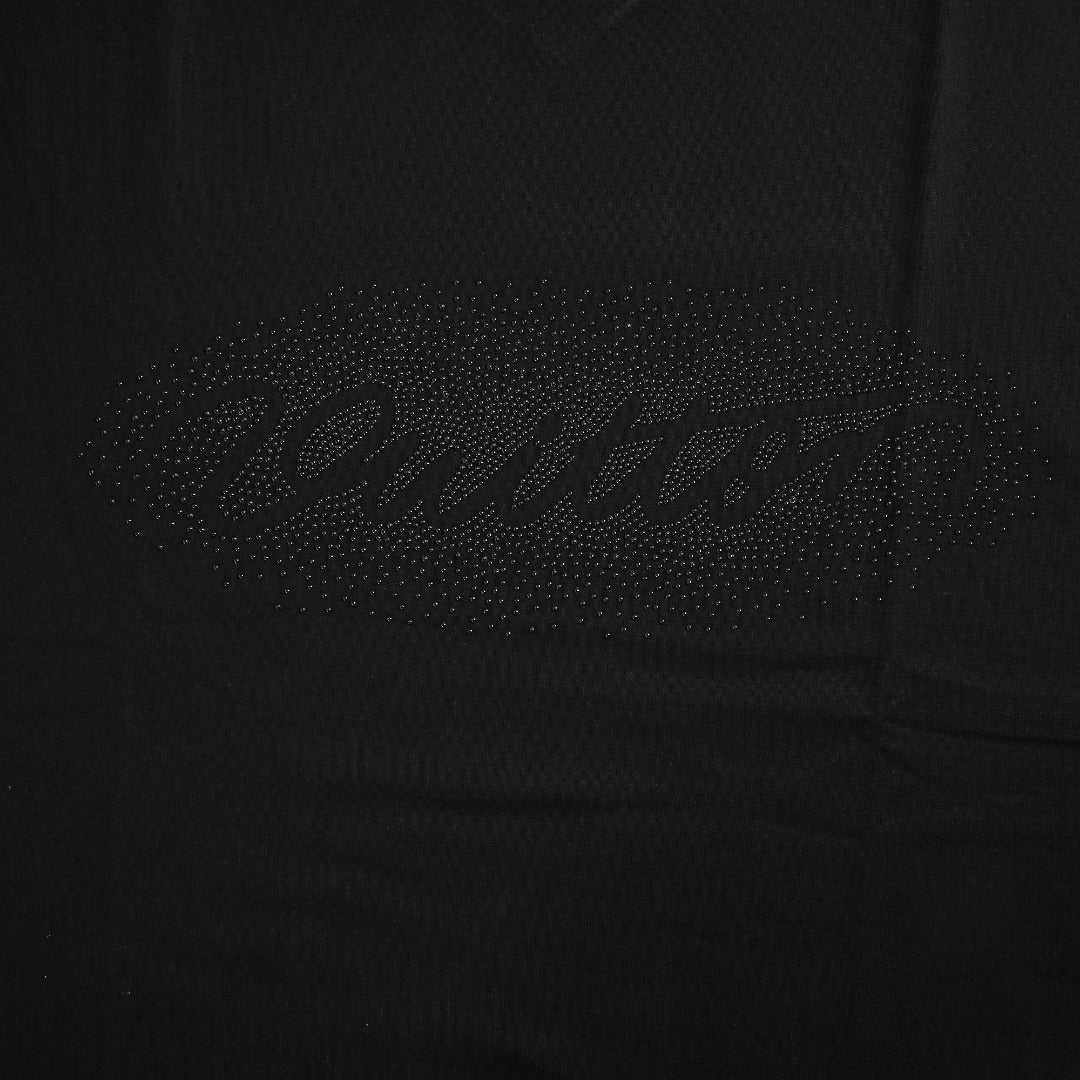 Louis Vuitton Black Rhinestone Lettering Short-Sleeve T-Shirt