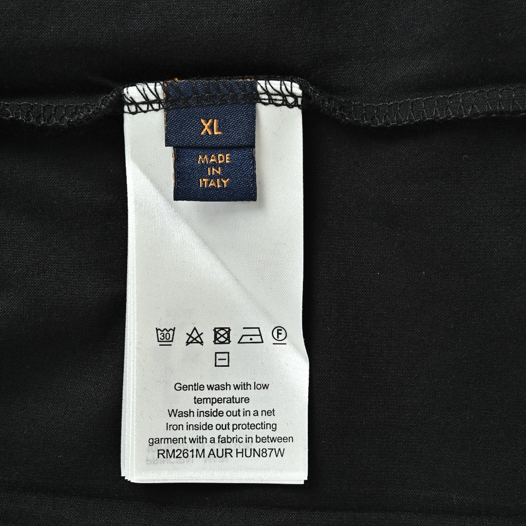Louis Vuitton Black Rhinestone Lettering Short-Sleeve T-Shirt