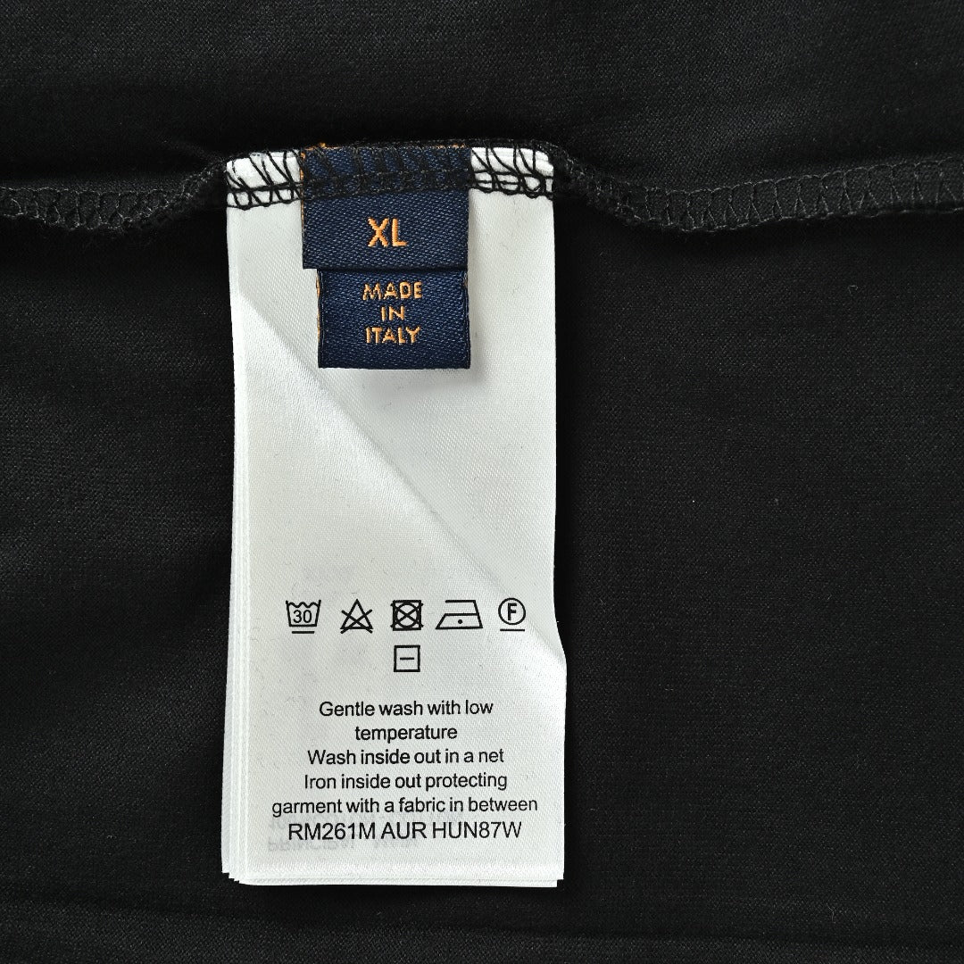 Louis Vuitton Black Rhinestone Lettering Short-Sleeve T-Shirt
