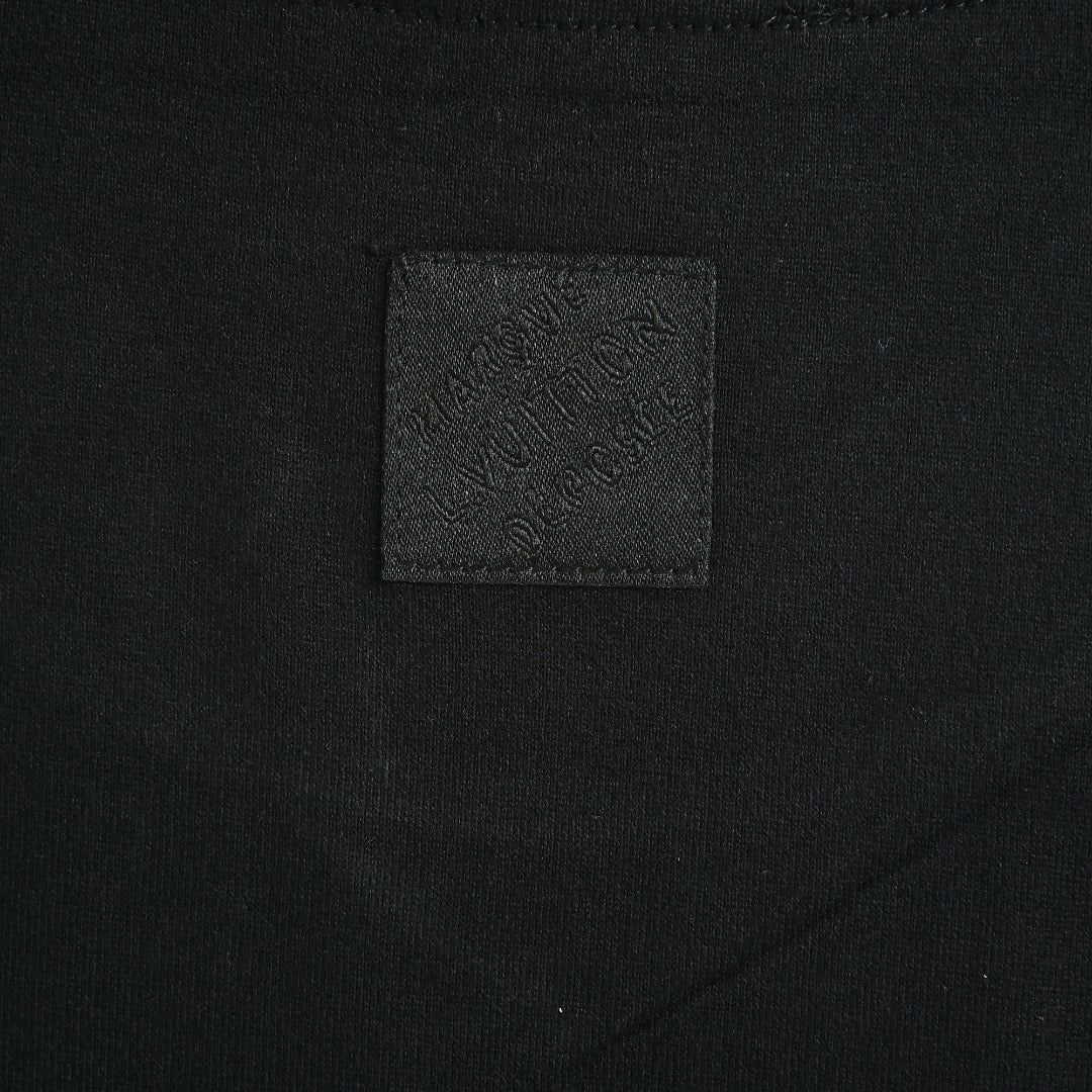 Louis Vuitton Black Rhinestone Lettering Short-Sleeve T-Shirt