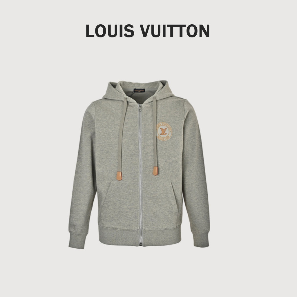 Louis Vuitton Circular Logo Zip-Up Hooded Jacket