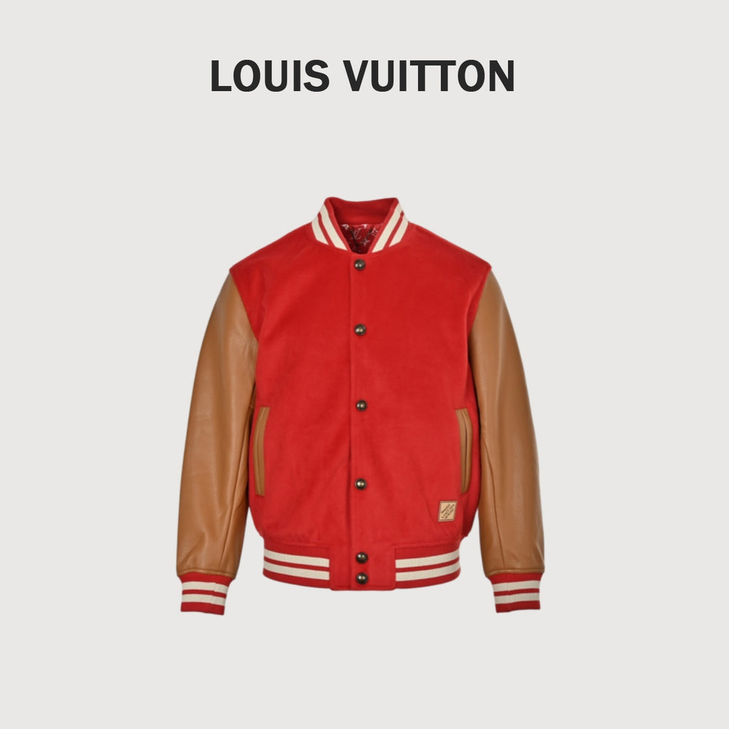 Louis Vuitton Red Varsity Jacket with Monogram Lining