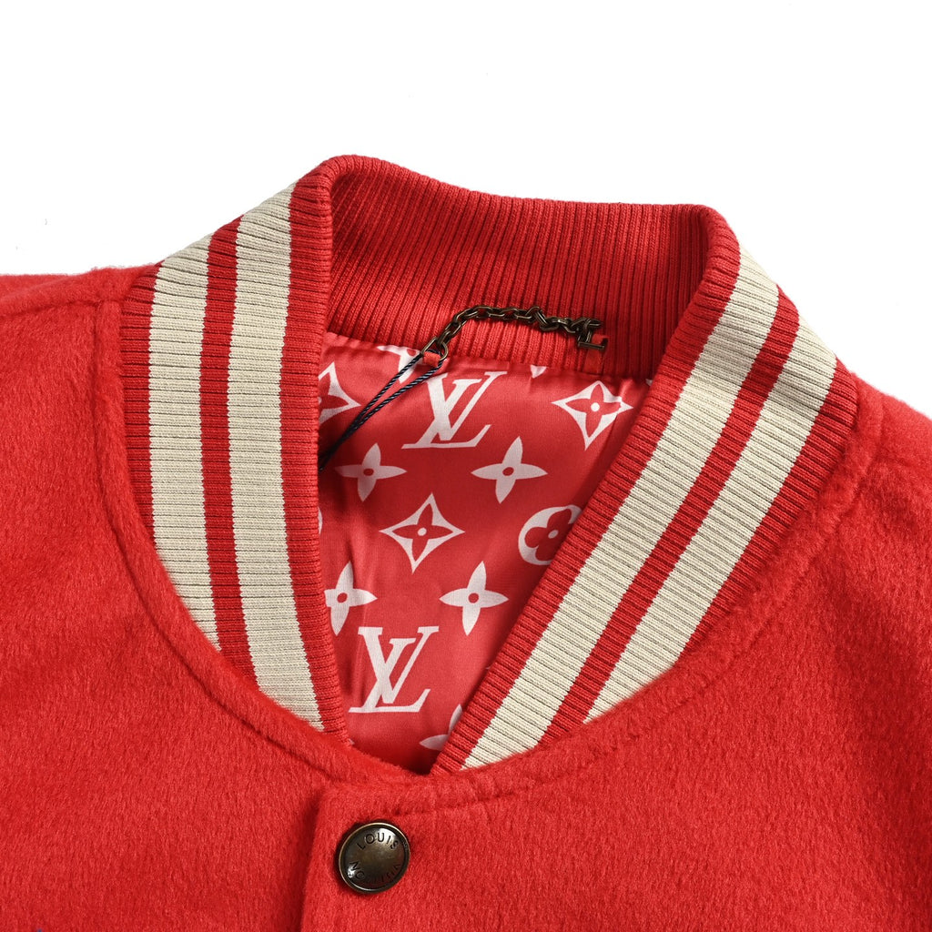 Louis Vuitton Red Varsity Jacket with Monogram Lining