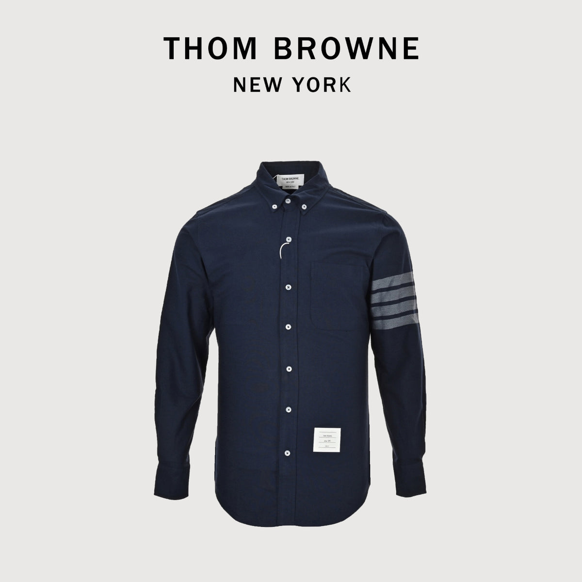 Thom Browne 24FW Navy Four-Bar Flannel Long-Sleeve Shirt