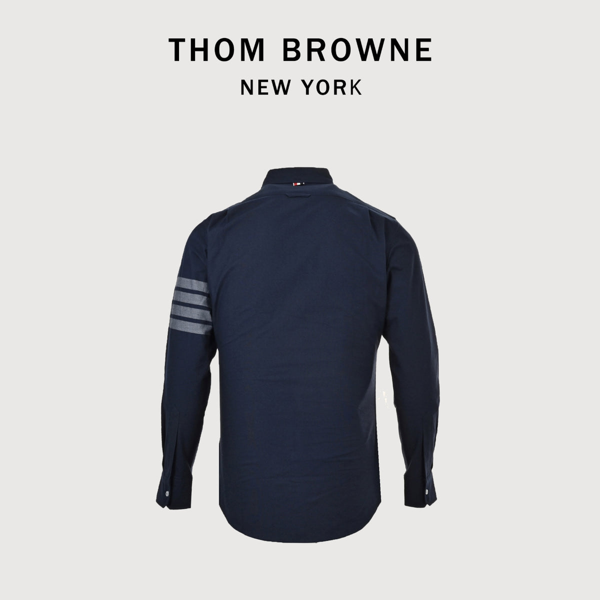 Thom Browne 24FW Navy Four-Bar Flannel Long-Sleeve Shirt
