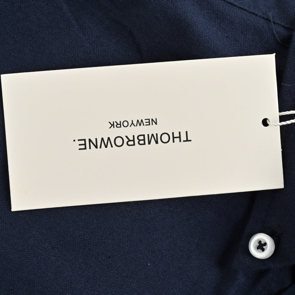 Thom Browne 24FW Navy Four-Bar Flannel Long-Sleeve Shirt