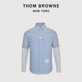 Thom Browne Blue Color-Block Sleeve Long-Sleeve Shirt