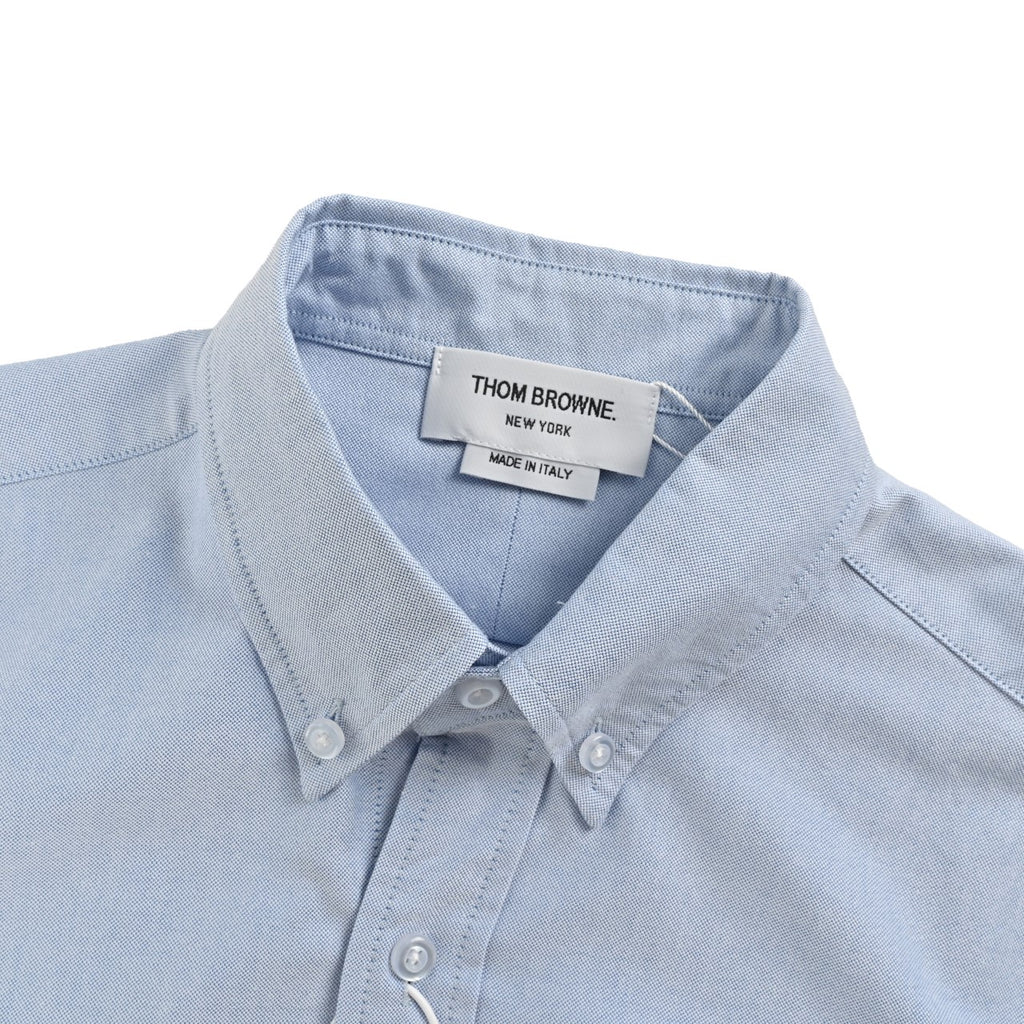 Thom Browne Blue Color-Block Sleeve Long-Sleeve Shirt