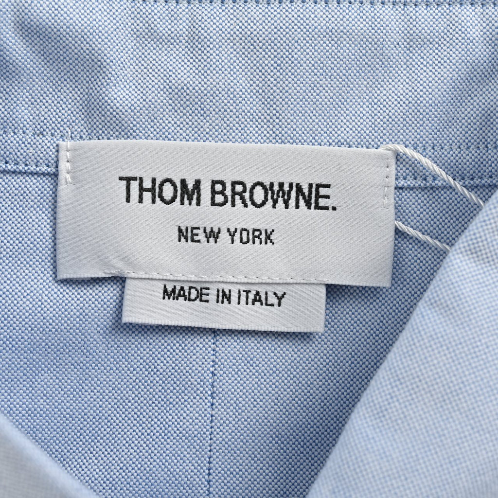 Thom Browne Blue Color-Block Sleeve Long-Sleeve Shirt