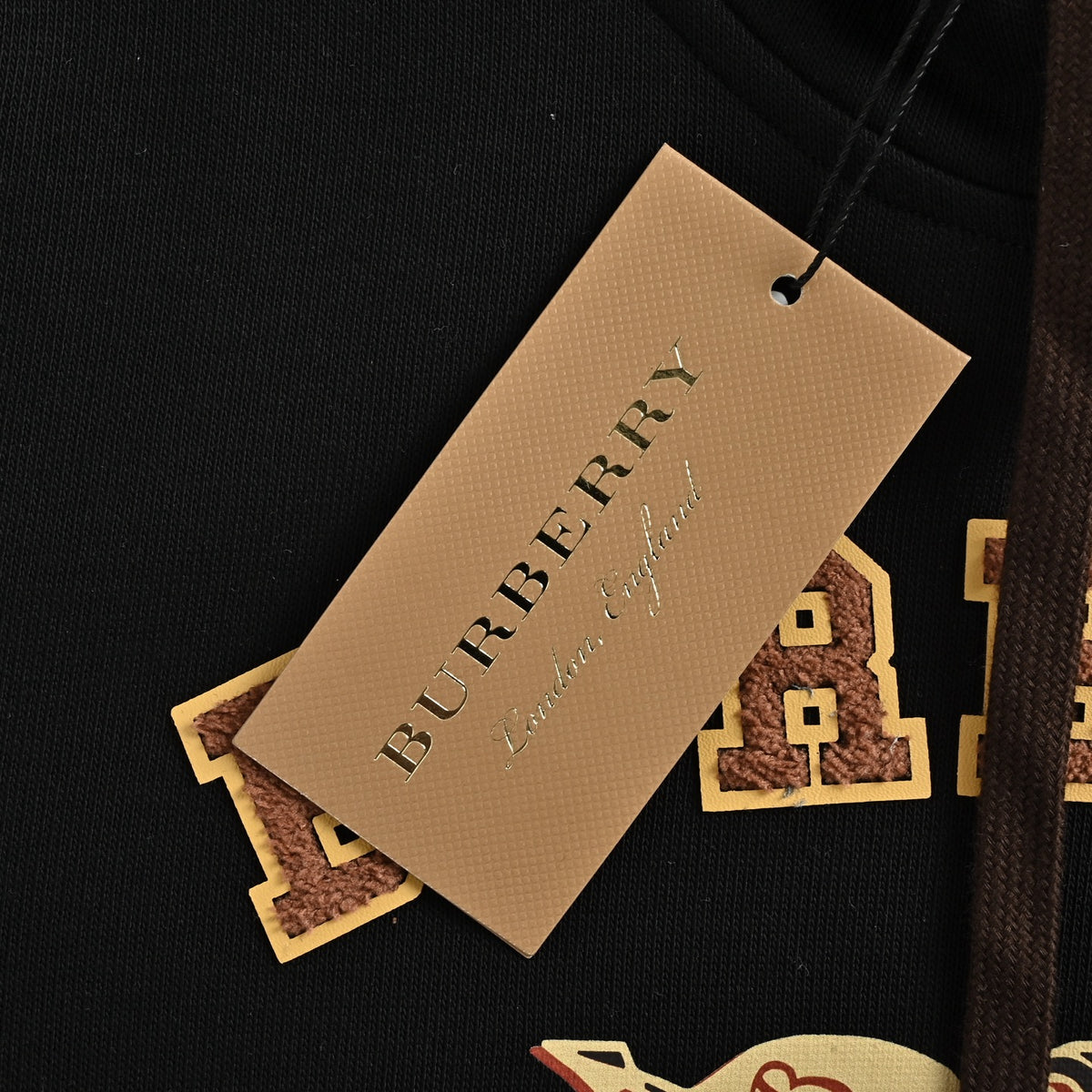 Burberry Black Terry Lettering Equestrian Knight Hoodie