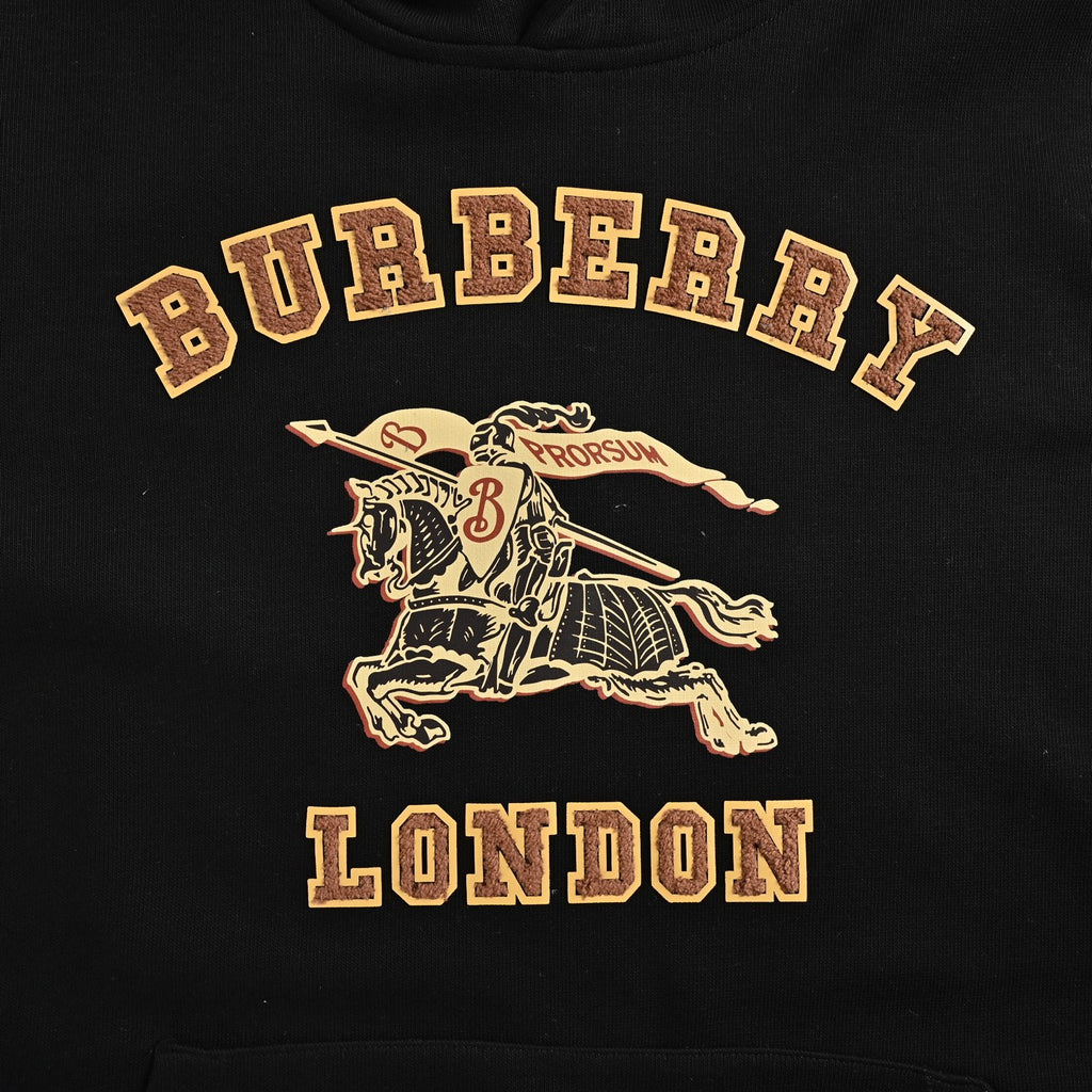 Burberry Black Terry Lettering Equestrian Knight Hoodie