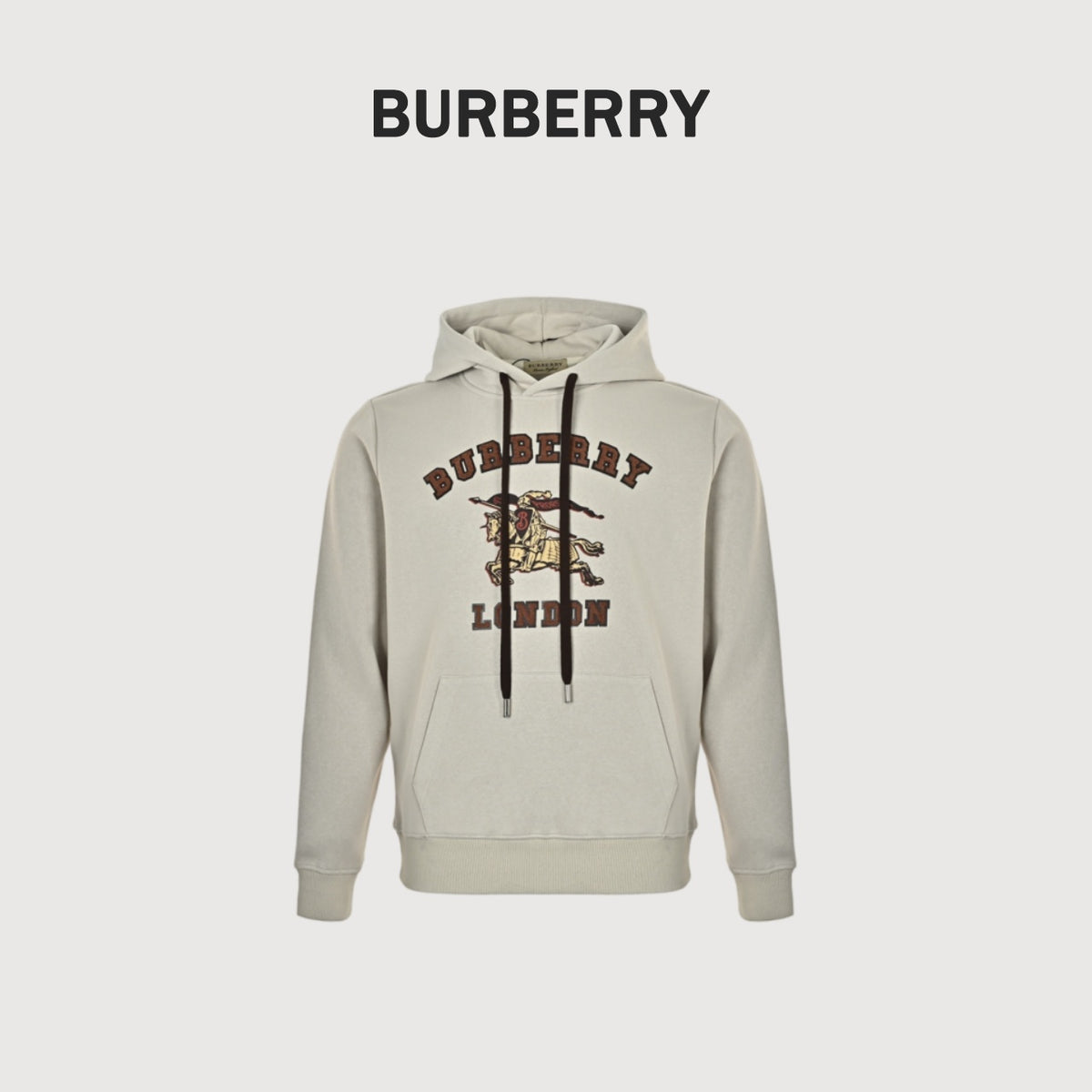 Burberry Beige Terry Lettering Equestrian Knight Hoodie
