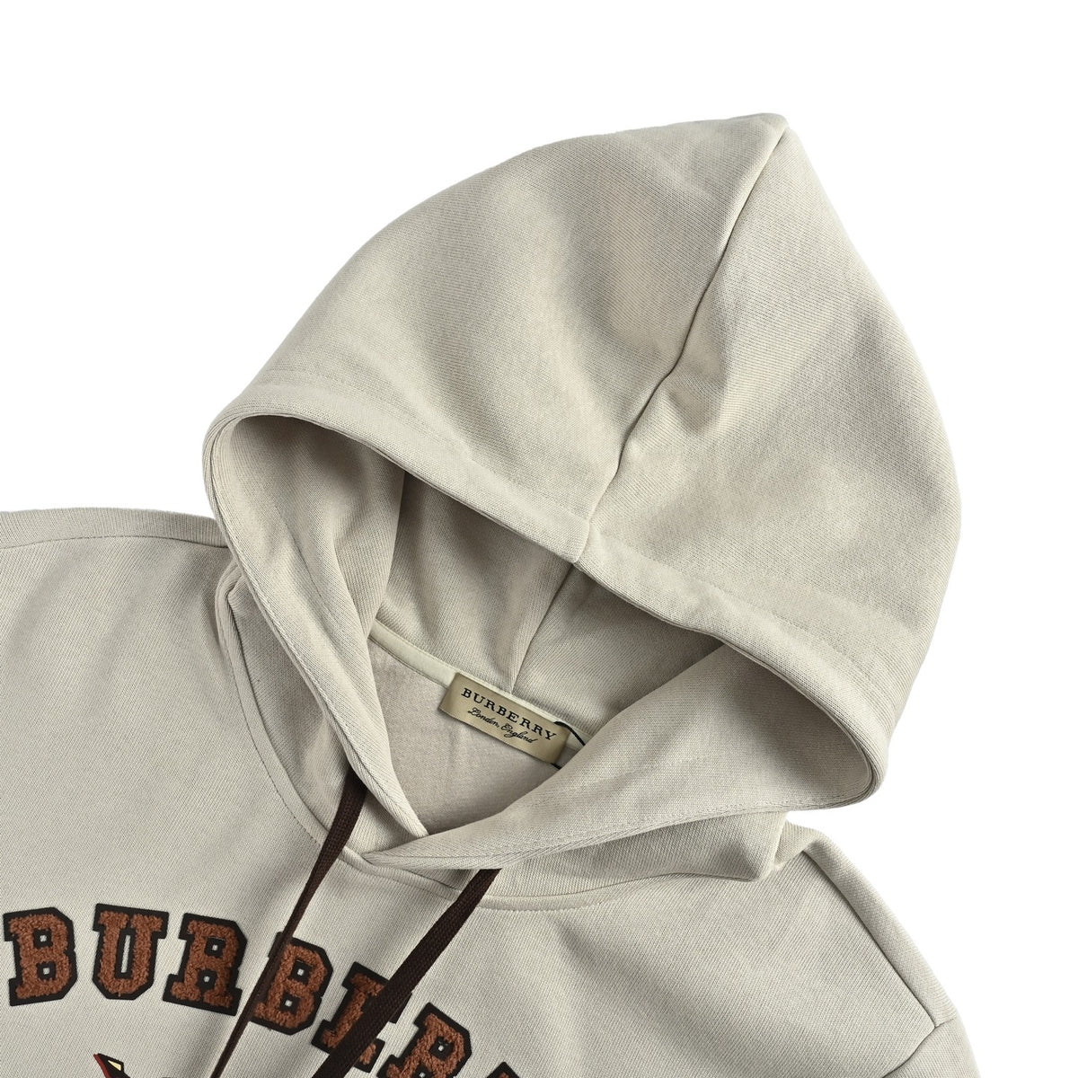 Burberry Beige Terry Lettering Equestrian Knight Hoodie