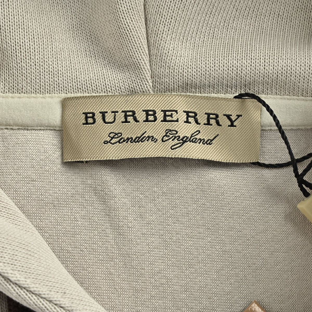 Burberry Beige Terry Lettering Equestrian Knight Hoodie