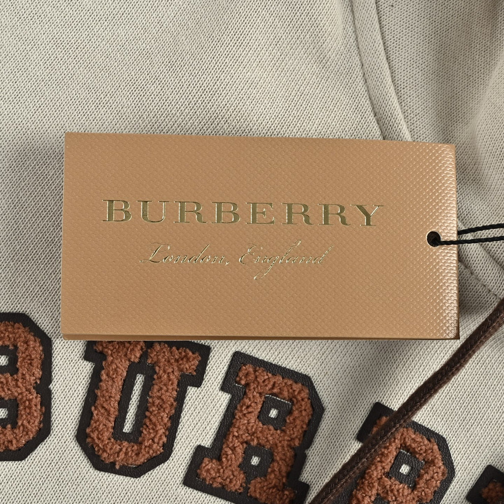 Burberry Beige Terry Lettering Equestrian Knight Hoodie