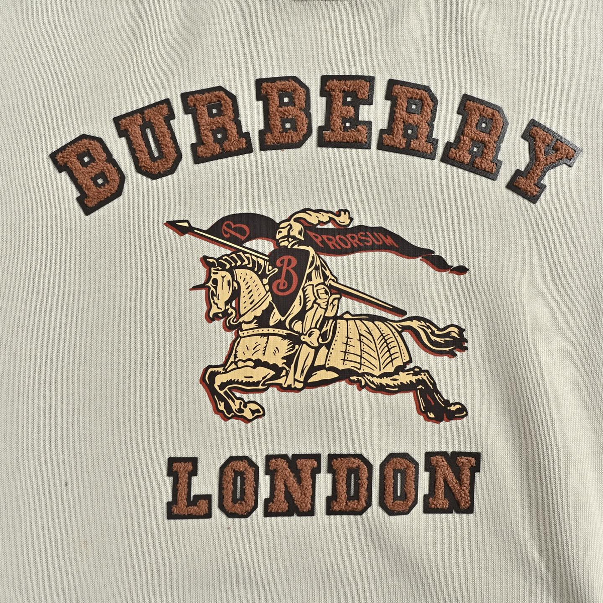 Burberry Beige Terry Lettering Equestrian Knight Hoodie
