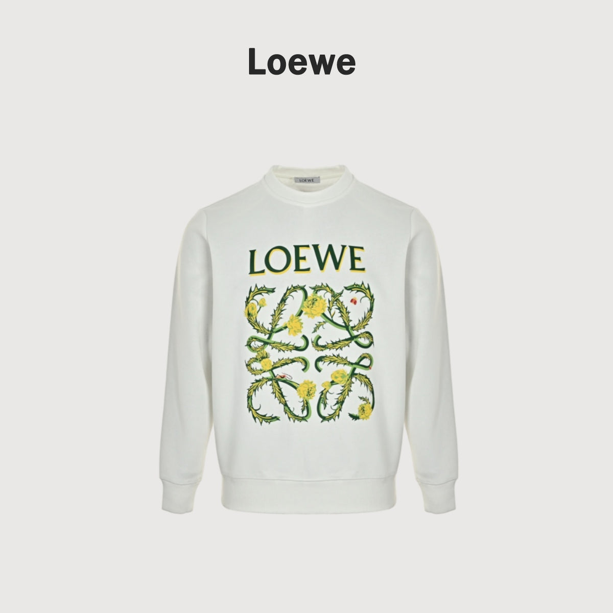 Loewe White Floral Vine Logo Crewneck Sweatshirt