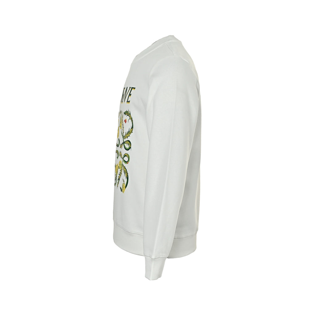 Loewe White Floral Vine Logo Crewneck Sweatshirt